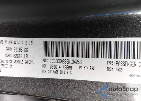 2016 Chrysler 200 Limited z USA, uszkodzony, nr VIN 1C3CCCAB2GN134256